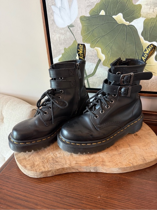 Dr. Martens Shoes - Dr. Martens 1460 Womens Zip Black double buckle Buckle Boot